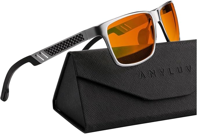 ANYLUV Blue Light Blocking Glasses Men Computer Gaming Glasses Lightweight Al-Mg Metal Anti Eyestrain Eye Protection