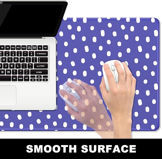 BOSOBO Large Mouse Pad, Desk Pad, XXL XL Extended Gaming Mouse Pad, Desk Mat for Office & Home, Long Keyboard Mat, Huge Mouse Pad, Desktop Full Cover 35.5 x 15.7 Inches, Minimalist Purple Polka Dots
