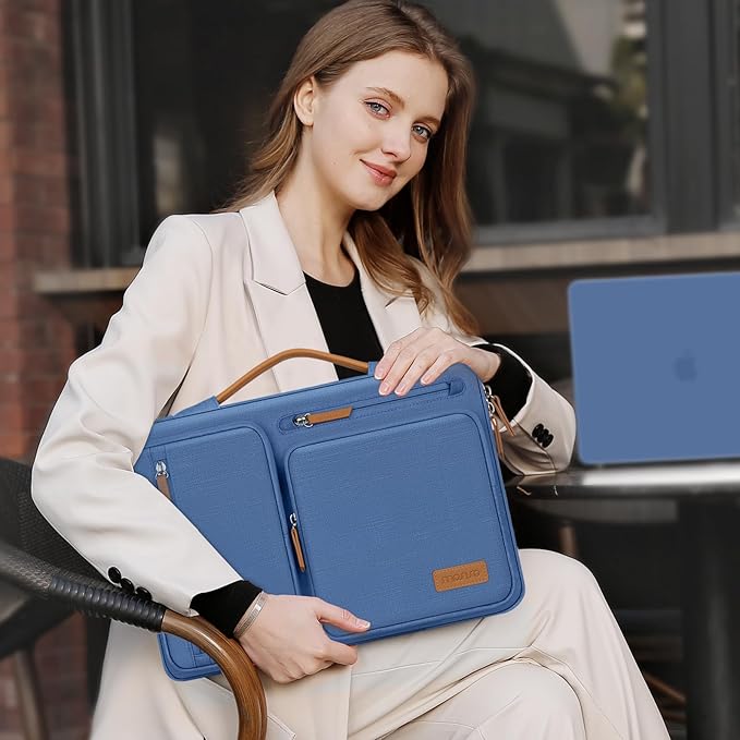 MOSISO 360 Protective Laptop Case 16 inch, 15-15.6 inch Laptop Sleeve Compatible with MacBook Pro 16, HP Acer Dell Lenovo ASUS, Side Open Carrying Case with 4 Zipper Pockets&Handle, Cadet Blue