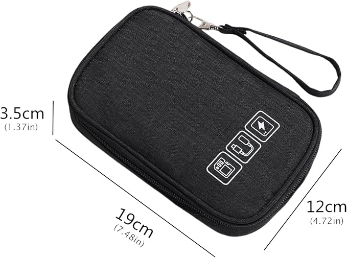 1Pcs Portable Cable Organizer Bag Small Electronic Cable Pouch Electronics Accessories Organizer Travel Digital Storage Bag for Power Bank Charger Card, Black