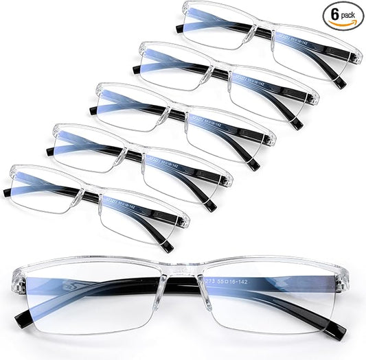 Gaoye 6 pack Executive Style Reading Glasses Men - Durable Readers with Blue Light Filtering - Comfortable Fit with TR90