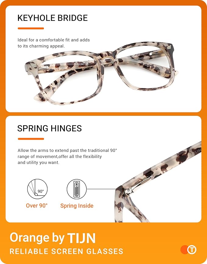TIJN Blue Light Blocking Glasses for Women Men Square Frame Nerd Eyeglasses Anti Blue Ray Computer Screen Glasses
