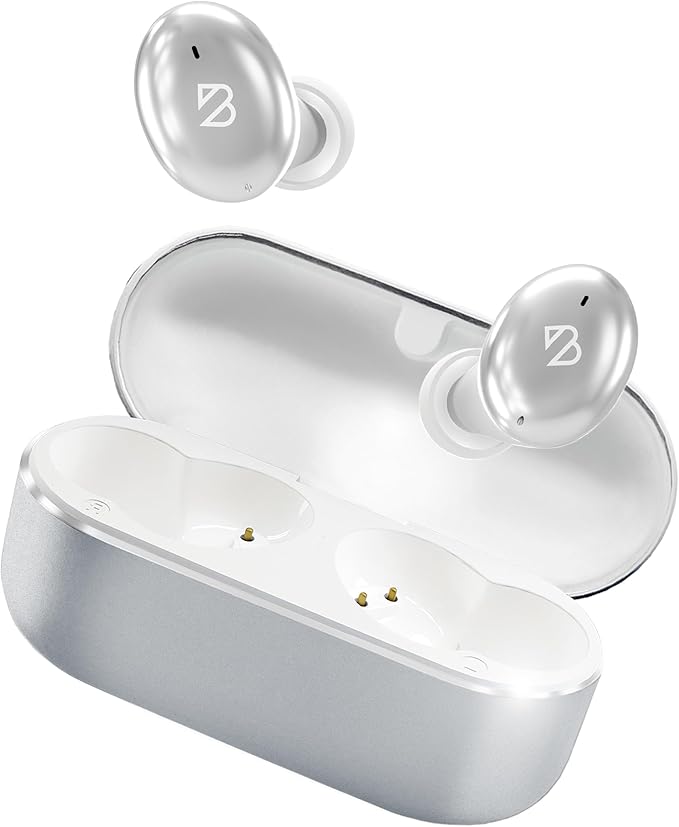 Back Bay Audio Tempo 30 Wireless Earbuds for Small Ears - Award-Winning Sound, Sweatproof Bluetooth Earbuds, Comfortable Ear Buds for Women, Silver Earphones Small Ear Canals, Long Battery Headphones