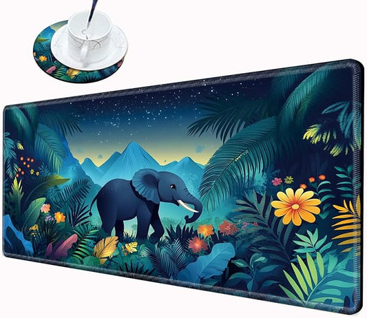 Gaming Mouse Pad Large Mousepad Elephant Desk Mat XXL Big Desk Pad Rubber Base Computer Pad with Stitched Edges Mouse Mat for Work Game Home Office