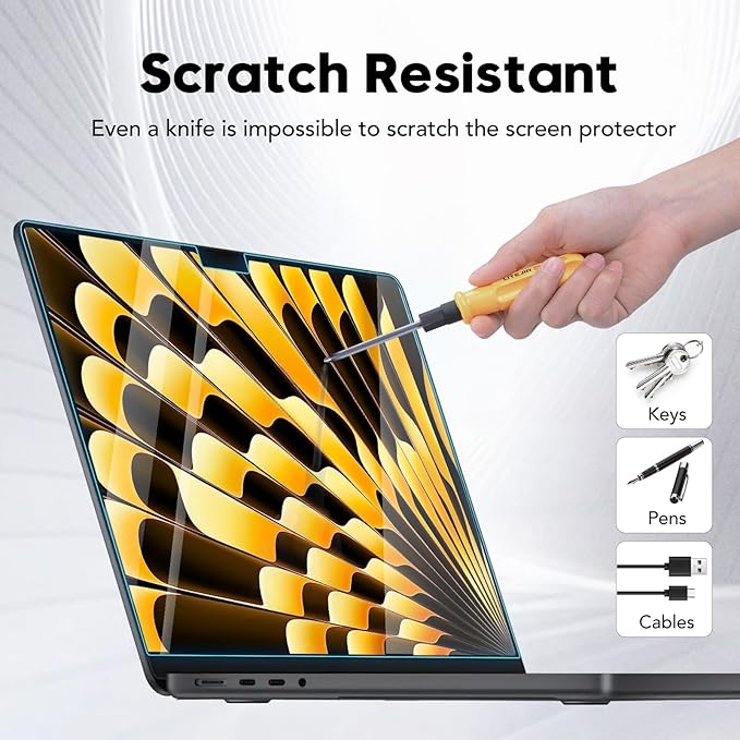 Tempered Glass Screen Protector Compatible with MacBook Air 15.3" M2 2023,9H Hardness Scratch Resistant Macbook Air 15 Inch Screen Film Guard, Bubble Free Ultra-Thin HD Transparency Anti-Fingerprint