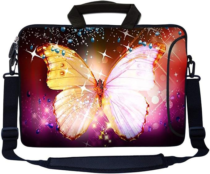 Laptop Skin Shop 15.6 inch Laptop Sleeve Bag Notebook with Extra Side Pocket, Soft Carrying Handle & Removable Shoulder Strap for 14" 15" 15.4" 15.6" Apple MacBook Air, GW, Acer, Aspire Asus,