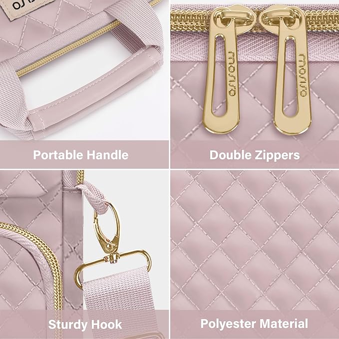 MOSISO 12.9 inch Tablet Sleeve Bag for iPad Pro 13 M4&iPad Air 13 M3 M2,iPad Pro 12.9 M2 M1 6/5,Surface Laptop Go 12.4,Galaxy Tab S8+/S9+ 12.4,Square Quilted Carrying Case with 2 Pockets, Pink