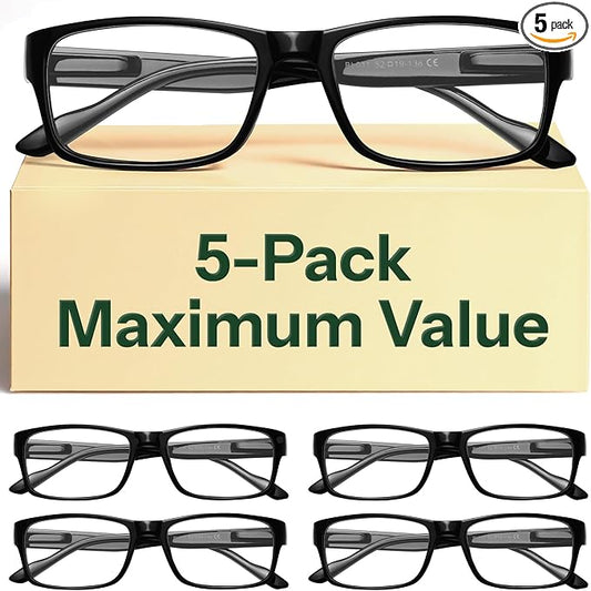 Gaoye 0.0 Professional Men Reading Glasses for All Day - Computer Readers with Blue Light Protection - Value Pack