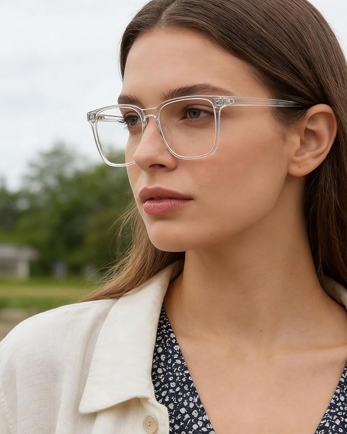 TEAPLMTT Blue Light Blocking Glasses Oversized Square Computer Glasses Anti Blue Light for Women Men