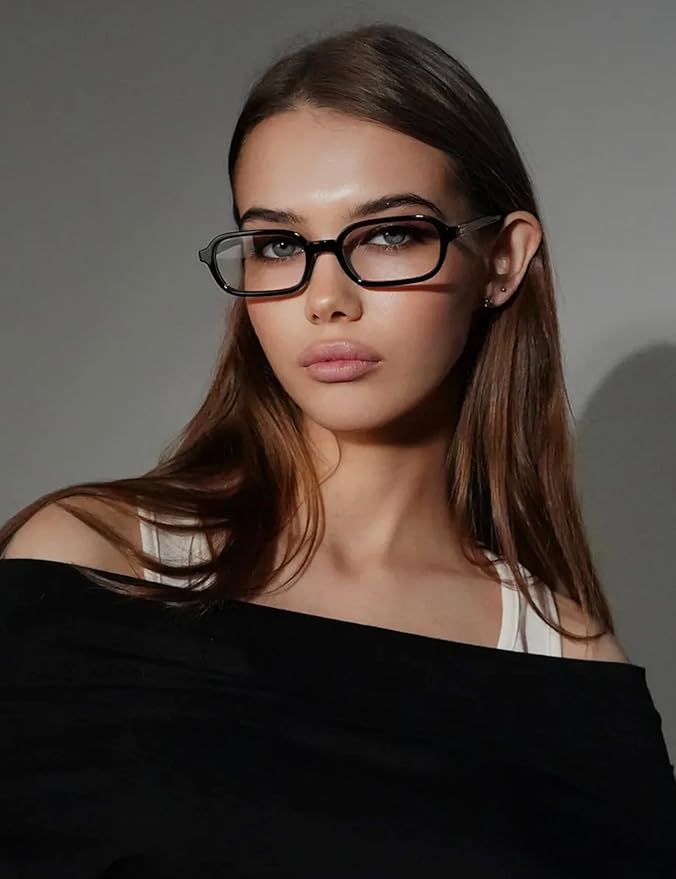 Slocyclub Square Blue Light Blocking Glasses for Women Men Vintage Rectangular Frame Eyeglasses Retro Small Square Glasses