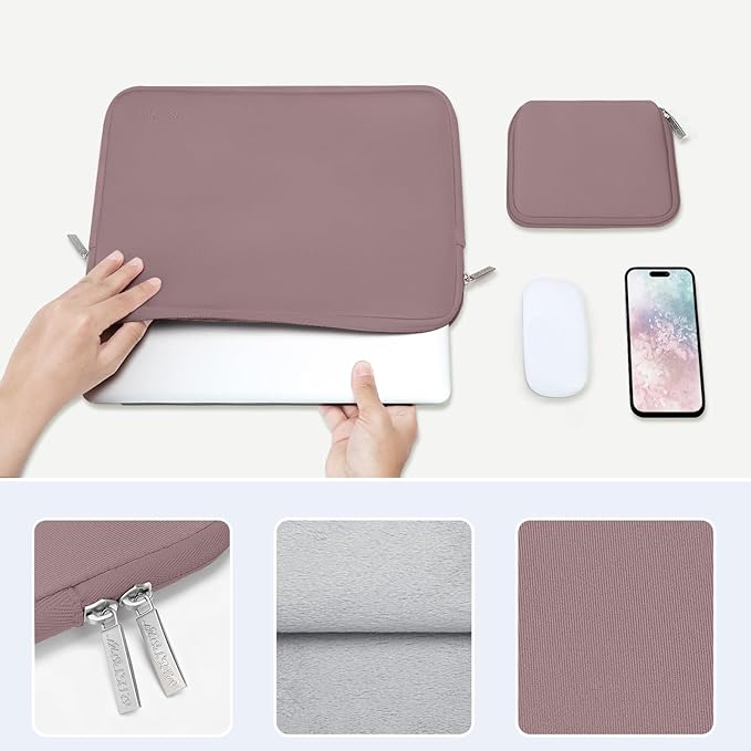 MOSISO Laptop Case 16 inch, 15-15.6 inch Laptop Sleeve Bag Compatible with MacBook Pro 16 M5 M4 M3 M2 M1, HP Acer Dell Lenovo ASUS Notebook, Neoprene Computer Sleeve Bag with Small Case, Brick Red