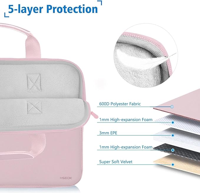 Hseok Laptop Sleeve 13.3-14 inch Case with Small Pouch, Neoprene Computer Bag Compatible with MacBook Neo/Pro 14 M5/M4/M3/M2/M1, Mac Air/Pro 13.3, XPS 14 and Most 13-14 inch Notebooks,Pale Pink