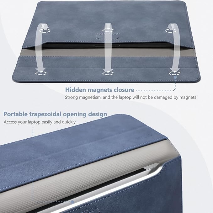 HYZUO 15 Inch Laptop Case Bag Sleeve with Stand for MacBook Air 15 M5 M4 A3241 M3 A3114 M2 A2941 2026-2023, 15" Surface Laptop 7/6/5/4/3, MacBook Pro 15 A1990 A1707 2019-2016, Haze Blue