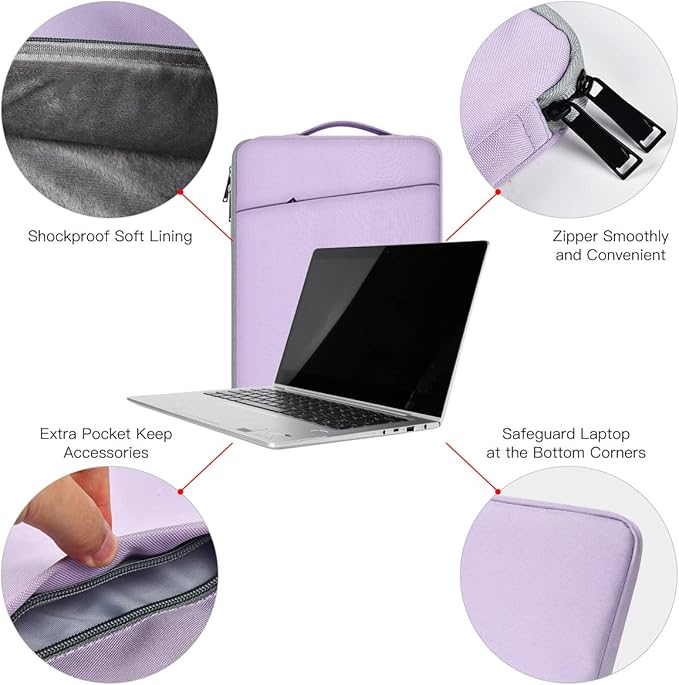 13 Inch Laptop Sleeve Case for 13-inch New MacBook Air M5 A3449 M4 A3240 2025 2026,13 13.6 Inch MacBook Air 13 M3/M2/M1 2020-2024, Computer Carrying Bag with Handle, Purple
