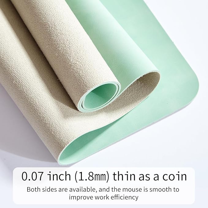 Desk Pad Soft PU Leather Extra Large Mouse Pad Laptop Computer Desk Mat Table Blotter Flat Smooth Waterproof Non-Slip Desktop Protector Writing Pad for Office and Home (Light Green, 120x43cm)