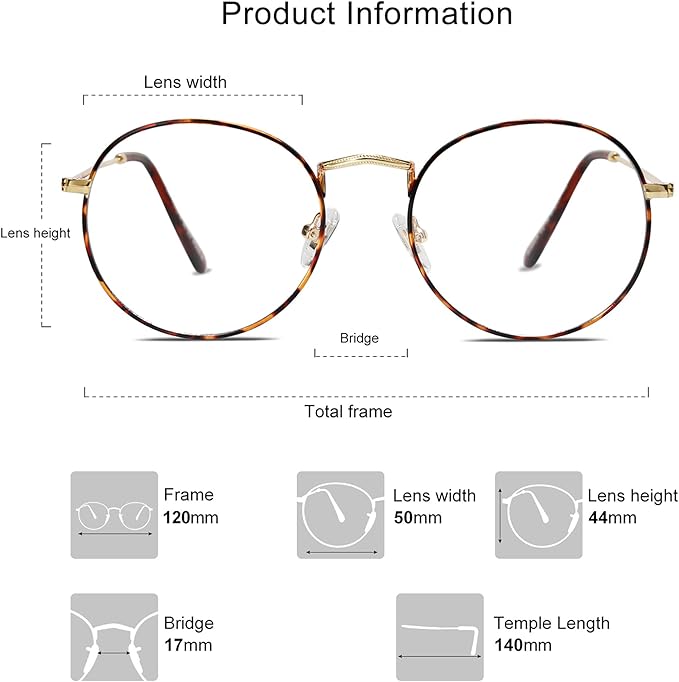 SOJOS Blue Light Blocking Computer Glasses Round Eyewear Anti Blue Light Lens Preppy Chic SJ5024B
