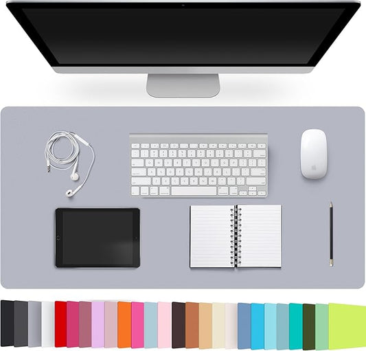 Leather Desk Pad Protector,Non-Slip Desk Pad,on-Slip PU Leather Large Mouse Pad,Easy Clean Desk Protecor Mat,Writing Pad for Office Work/Home/Decor(LightGrey, 31.5" x 15.7")