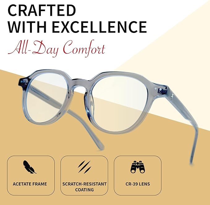 Xenvue Blue Light Blocking Glasses for Men – Premium + Stylish Computer and Screen Eyewear, Reduce Eye Strain
