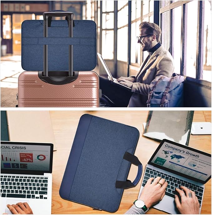 15.6 Inch Laptop Sleeve Bag, Waterproof Men Women TSA Case for Macbook Pro 16 M4 M3 M2 M1, Acer Aspire E15/Predator, Lenovo Ideapad 1 15.6, HP Envy/Victus 15.6, ASUS Dell 15 16 Case, Navy Blue