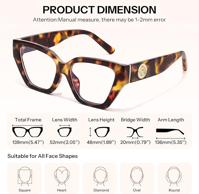 FEISEDY Women Cat Eye Blue Light Blocking Glasses Trendy Cateye Design for Daily Wear B0350