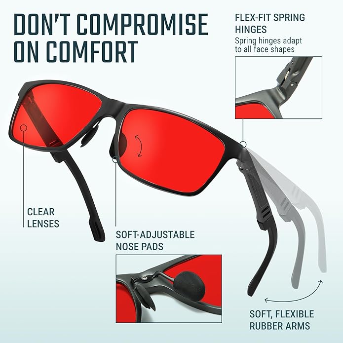 IBOANN Blue Light Glasses for Men - Lightweight Al-Mg Metal, Gaming Computer Blocking Glasses, Eye Protection Anti Eyestrain