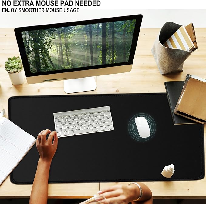 Large Gaming Mouse Pad, 31.5" x15.7" Large Extended Desk Mat with Superior Micro-Weave Cloth, Water Resist Keyboard Mousepad with Non-Slip Base, Laptop Desk Pad for Office Home Gaming, Black