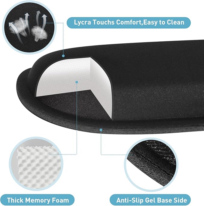 Yolanda Keyboard Wrist Rest Memory Foam, Easy Typing Pain Relief, Keyboard Mouse Pad Set for Computer, Laptop, Home & Office
