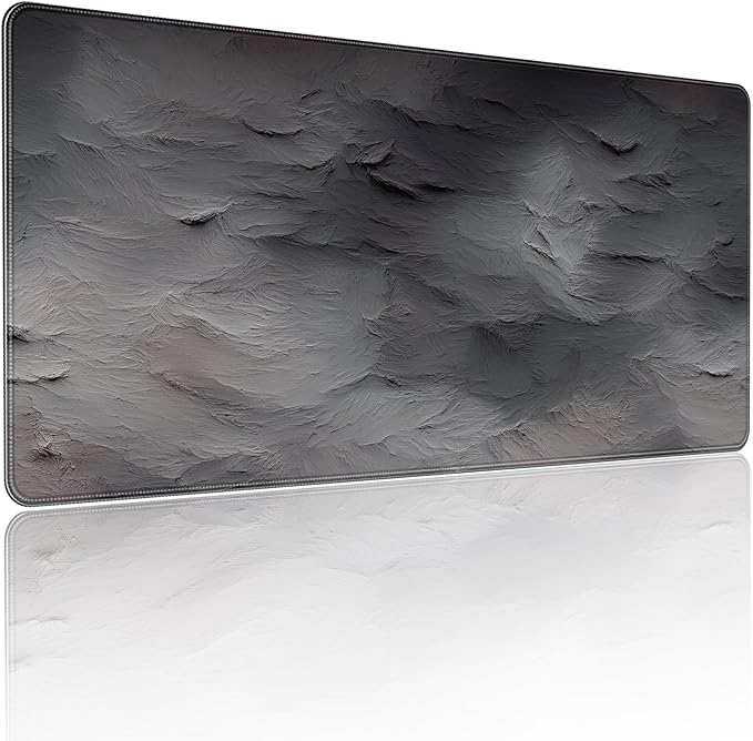 XXL Gray Mouse Pad with a Cement Wall Texture Design, 35.4 x 15.7 inches, Non-Slip Rubber Base, and Waterproof Microfiber Cloth Surface, Suitable for Home Office and Work environments.