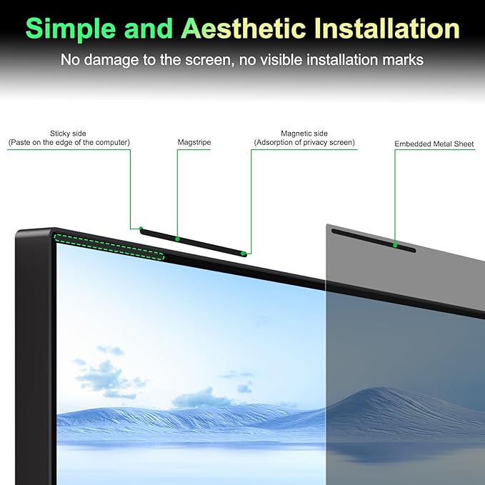2 Pack Magnetic Computer 27 Inch Privacy Screen for 16:9 Aspect Ratio Widescreen Monitor, Anti Glare Blue Light Protector Shield Filter for Eyes, Removable Computer Monitor Privacy Screen 27 inch