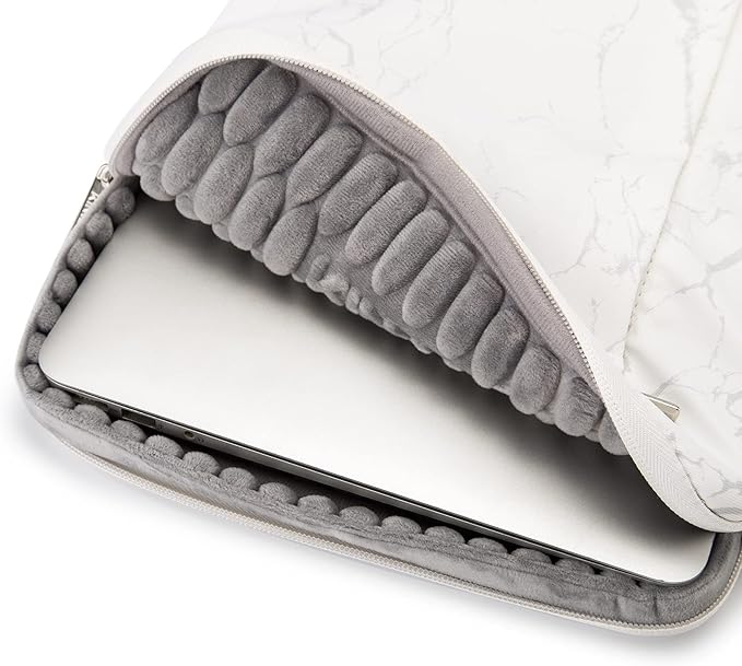 Kinmac 360° Protective Laptop Sleeve Case Bag Cover with Handle for MacBook Pro 16 inch,16 inch HP,Lenovo,Dell,ASUS,Acer Ultrabook and Business Laptop (White Marble)