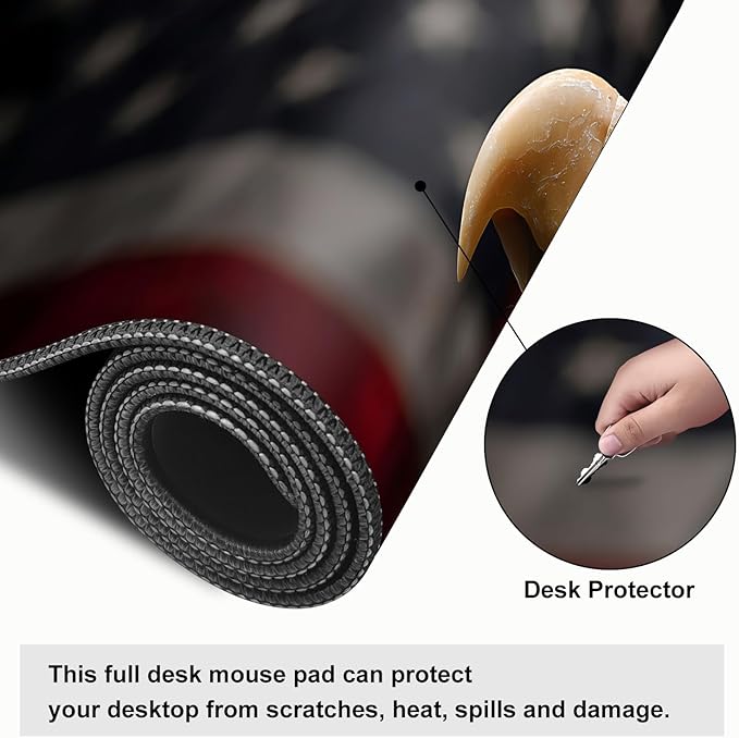 Mouse Pad, Large Anti-Slip with Stitched Edges Desk Mat Desktop Laptop Computer Desk Keyboard Mat,Table Protector Blotter Mat (Eagle, 31.5" x 11.8")