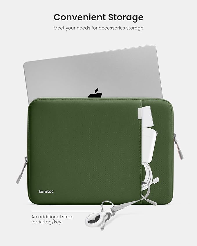 tomtoc 360° Protective Laptop Sleeve for 15-inch New MacBook Air M5/A3448 (2026), M4/A3241, M3/A3114, M2/A2941, Water-Resistant Laptop Case Fits 15-inch MacBook Pro A1990 A1707 & Surface Laptop AI PC