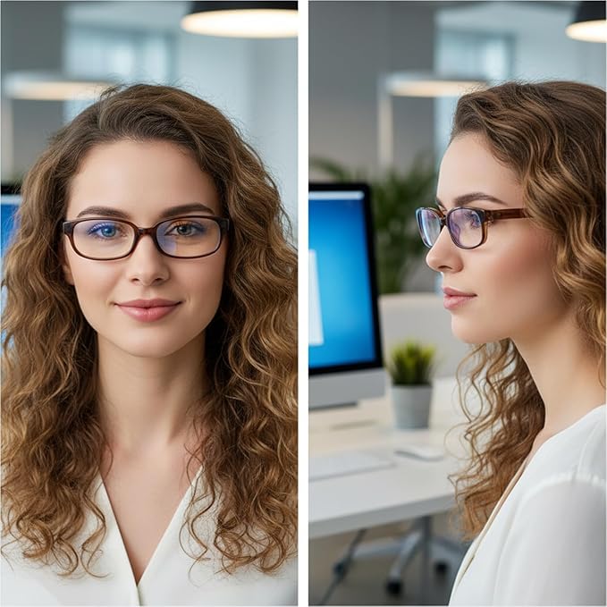 HJSTES Retro Clear Rectangle Glasses for Women Men Fake Blue Light Blocking Lens Narrow Frame Non Prescription Eyeglasses