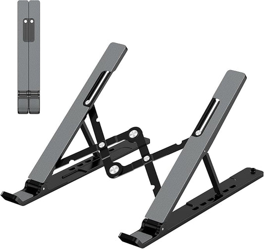 Adjustable Laptop Stand, Portable Laptop Riser for Desk, ABS+Silicone Foldable Ventilated Cooling Notebook Holder Stand for 10-15.6?€? Laptops, Tablets