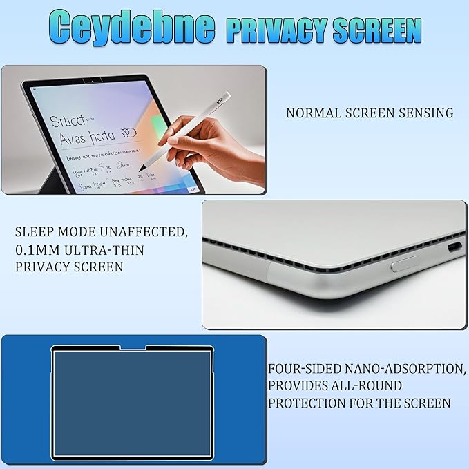 Privacy Screen Protector for Microsoft Surface Pro 11/10/X/9/8-13 Inch - Anti-Glare Anti-Spy Filter, Removable & Reusable, Blue Light Blocking