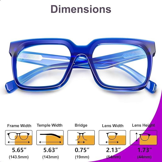 VISOONE Rectangle TR90 Blue Light Blocking Glasses Computer Eyewear with Preppy Look for Women and Men Cougar