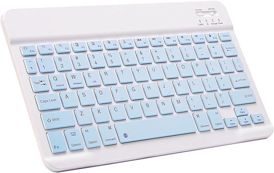 Ultra-Slim Bluetooth Keyboard Portable Mini Wireless Keyboard Rechargeable for Apple iPad iPhone Samsung Tablet Phone Smartphone iPadOS iOS Android (10 inch Blue)