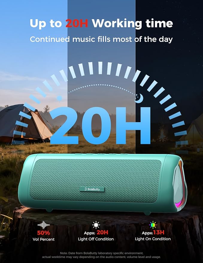 Bluetooth Speaker with HD Sound, Portable Wireless, IPX5 Waterproof, Up to 20H Playtime, TWS Pairing, BT5.3, for Home/Party/Outdoor/Beach, Electronic Gadgets, Birthday Gift (Teal)