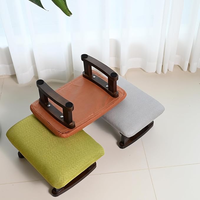 Small Footstool Office Under Desk Ottoman Padded Hassock 16.1"(41cm) x 6.7"(17cm) with Wooden Legs Modern Living Room Bedroom Work Nail Salon Compact Footrest Stool Relaxation Rest Foot Stool (Green)