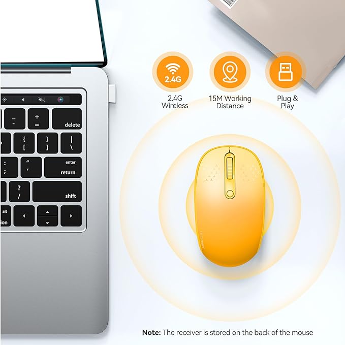 TECKNET Wireless Mouse, 2.4G Quiet Computer Mouse with USB Receiver, 4 Buttons Portable Cordless Mice for Chromebook, Laptop, PC, Mac, 800/1200/1600 DPI