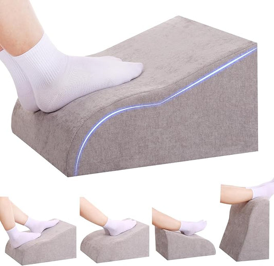 Foot Rest for Under Desk at Work, Ergonomic Under Desk Footrest with Washable Cover for Office, Home & Gaming Leg Elevation Pillow Light Gray