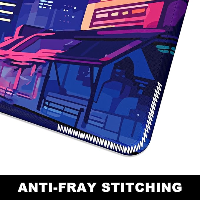BOSOBO Large Mouse Pad, Desk Pad, XXL XL Extended Gaming Mouse Pad, Desk Mat for Office & Home, Long Keyboard Mat, Huge Mouse Pad, Desktop Full Cover 35.5 x 15.7 Inches, Anime Tokyo Cyberpunk