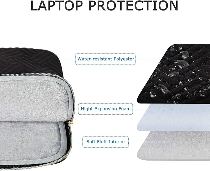 Laptop Sleeve,BAGSMART Laptop Cover Compatible with 13-13.3 inch Notebook,MacBook Air,MacBook Pro 14 Inch,Computer,Water Repellent Protective Case with Pocket,Black
