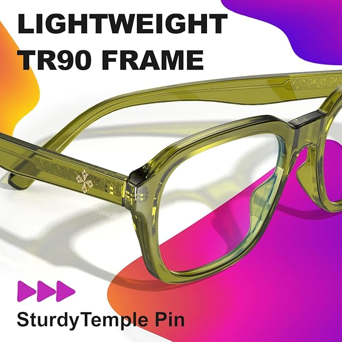 VISOONE Oversized Square Blue Light Blocking Glasses Fashion Computer Eyewear for Women and Men BENNETT