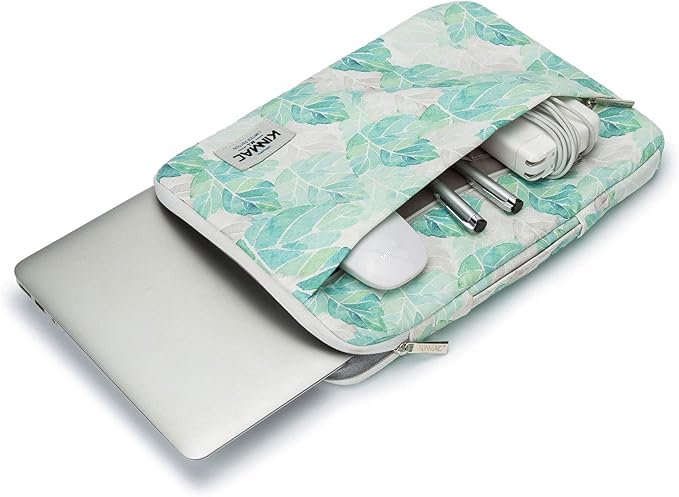 Kinmac 360° Protective Laptop Sleeve Case Bag Cover with Handle for MacBook Pro 16 inch,16 inch HP,Lenovo,Dell,ASUS,Acer Ultrabook and Business Laptop (Green Leaf)