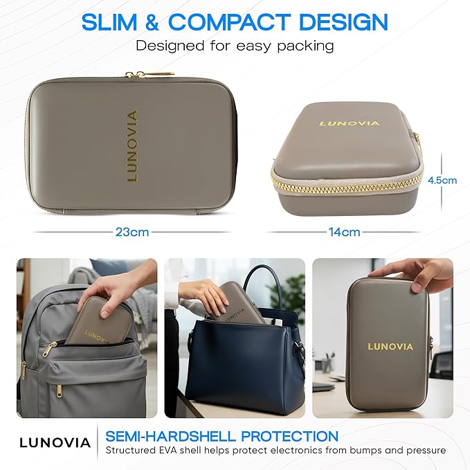 Hard Shell Tech Organizer – Protective Travel Case for Cables, Chargers & Accessories | Mid-Size Electronics Organizer with Removable Pouches
