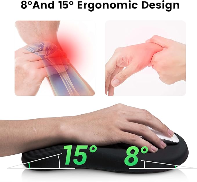 MEKASS Christmas Mouse Pad Ergonomic Mouse Pad and Keyboard Wrist Rest Set, Memory Foam Desk Wrist Support for Computer Keyboard, Non-Slip Wrist Rest for Typing Gaming Office (Green Christmas Tree)