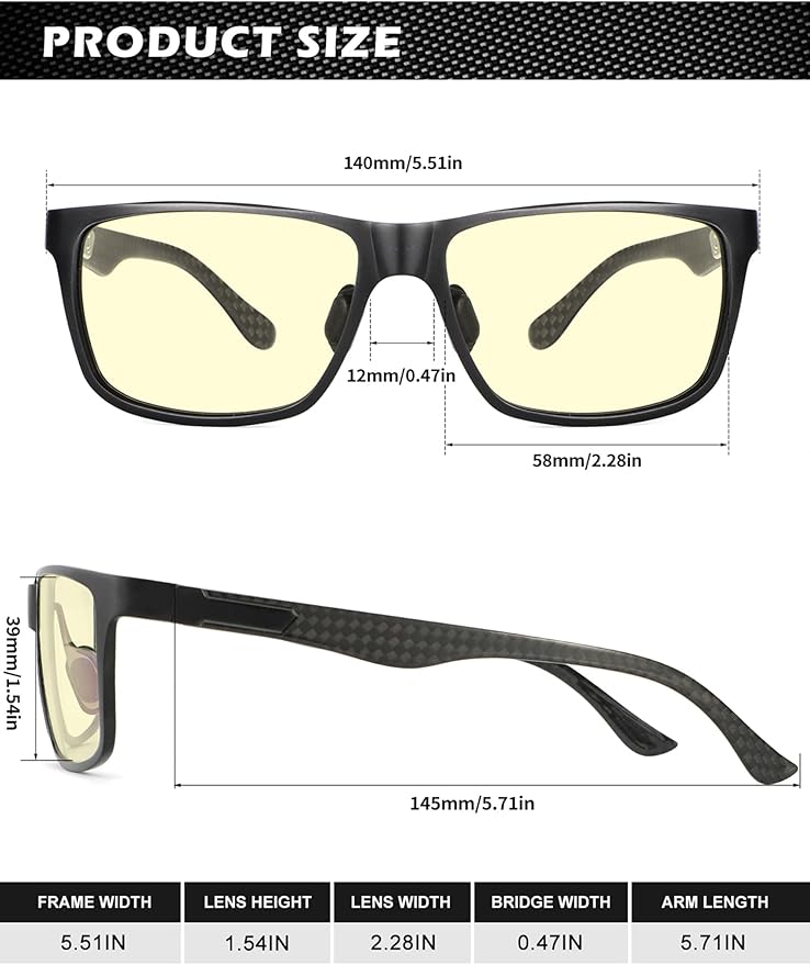ANYLUV Carbon Fiber Reading Glasses for Men Women, Blue Light Blocking Computer Readers, Anti Glare Spring Hinge