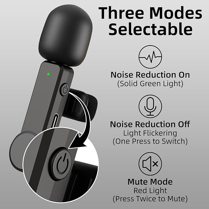 Wireless Lavalier Lapel Mini Microphone for iPhone iPad Android - Noise Cancelling Phone Microphone USB C for Video Recording Vlog TikTok YouTube