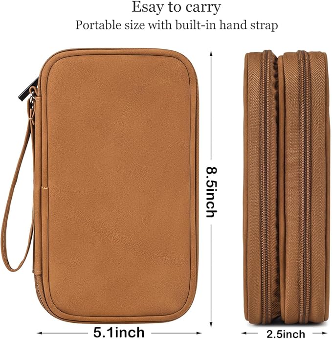 Universal Electronics Accessories Carrying Case, Electronic Cable Organizer Bag, Travel Cable Accessories Bag Pouch for Cable, USB, Cord, Charger, Phone, Power Bank, Earphone (Brown, Large)
